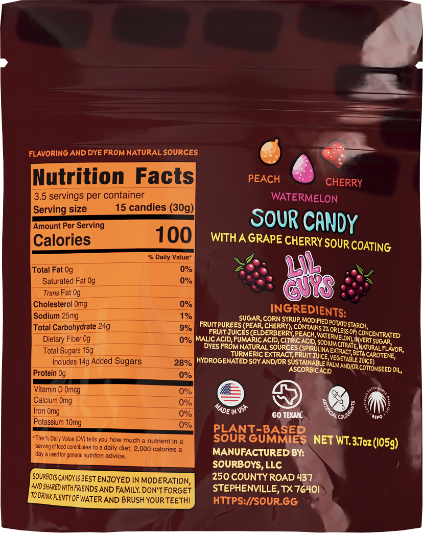 Grape Cherry InsomniSnacks Sour Gummies