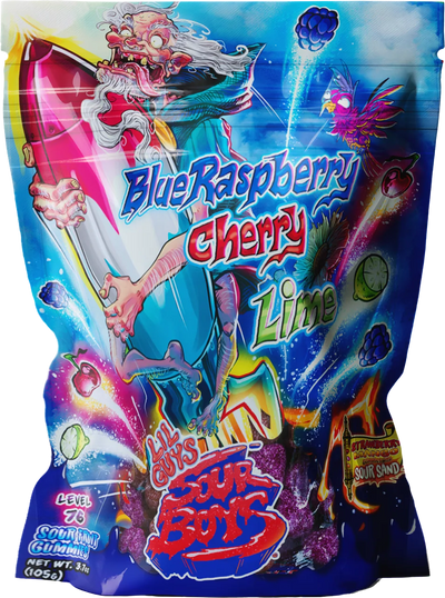 Blue Raspberry Cherry Lime Sour Gummies