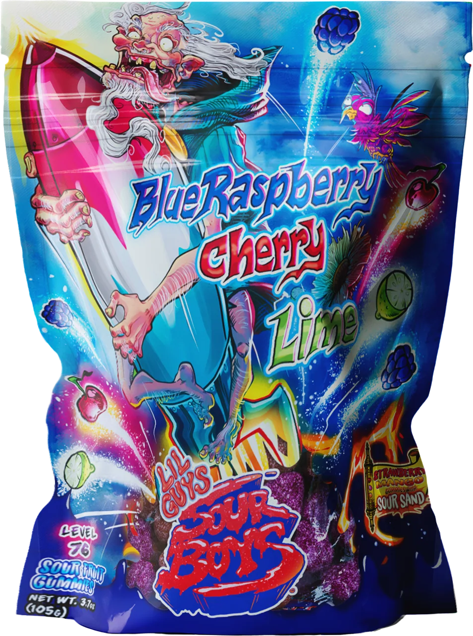 Blue Raspberry Cherry Lime Sour Gummies