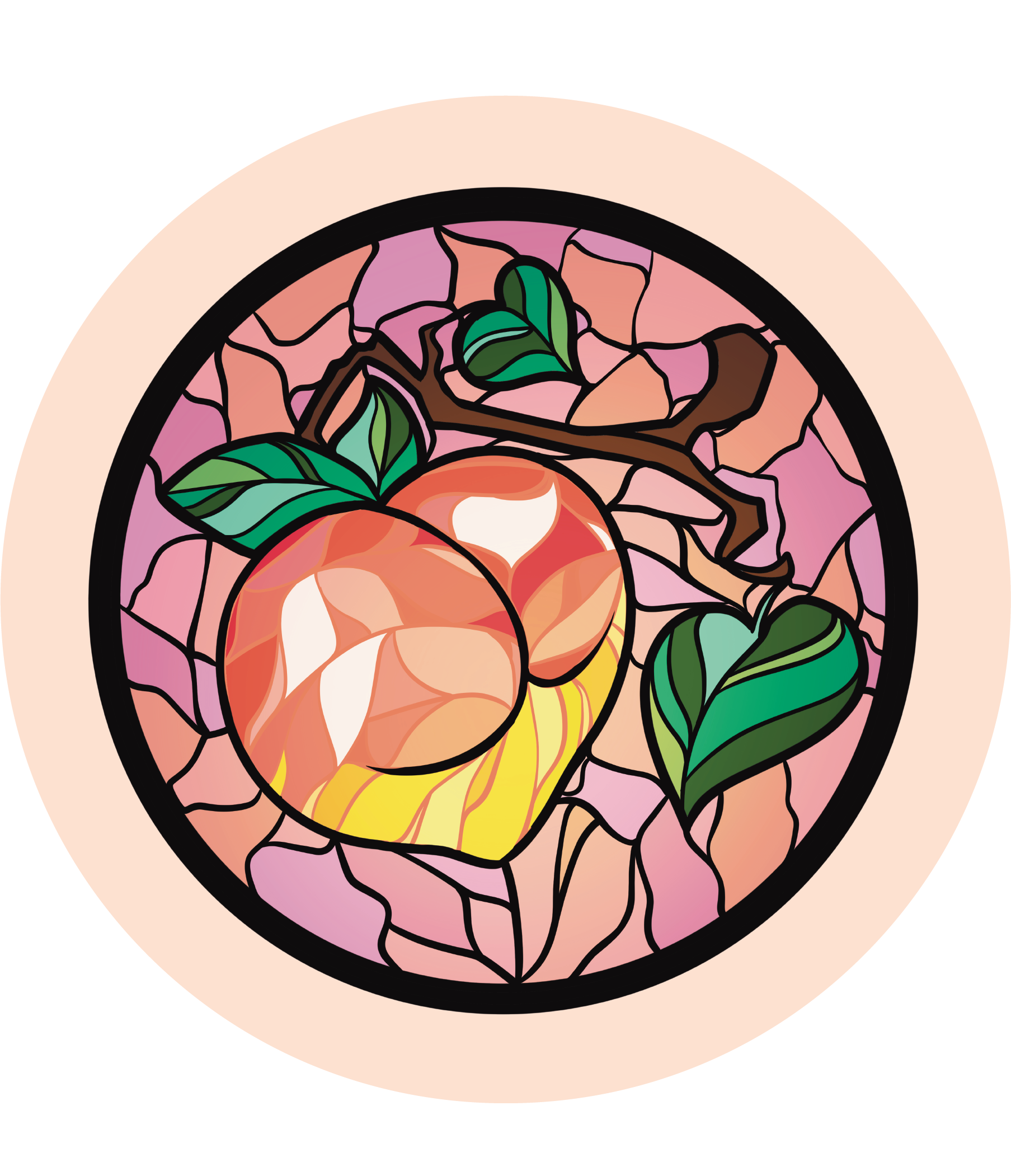 Stained Glass Peach Sticker